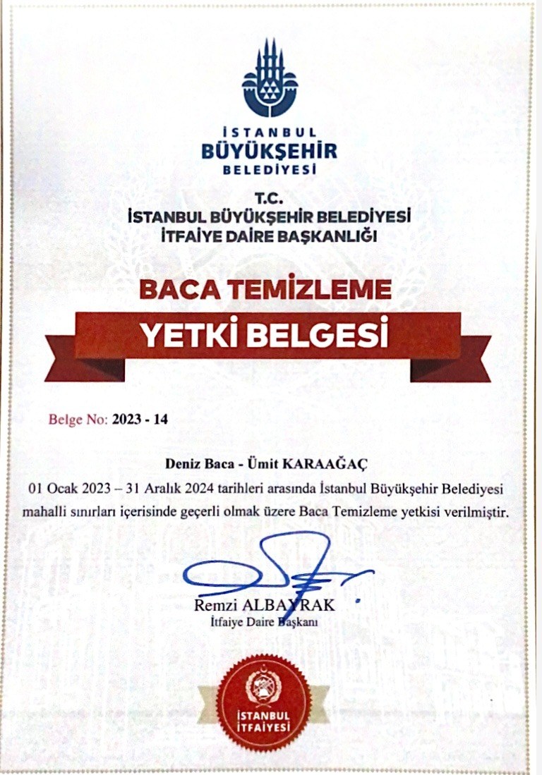 İBB İtfaiye baca temizleme yetki belgesi